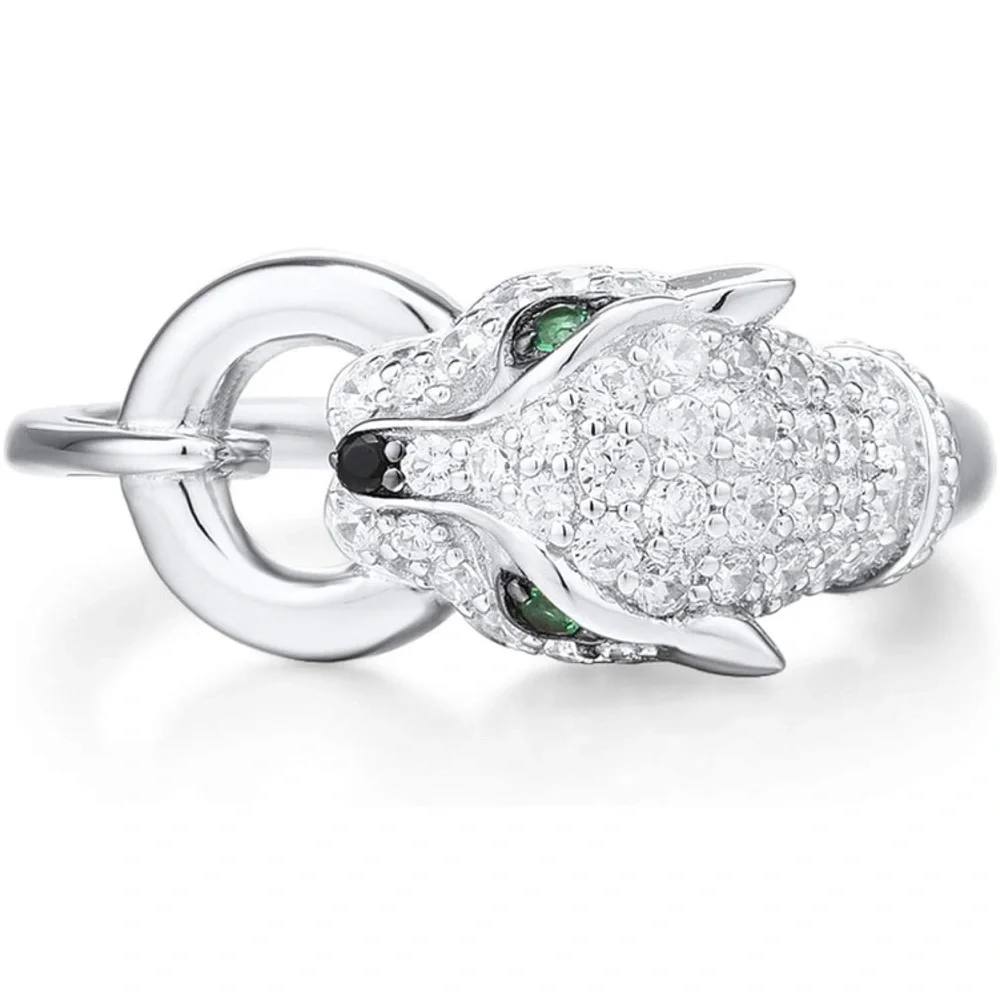 925 Sterling Silver Cubic Zirconia Panther Ring - Picture 7 of 9